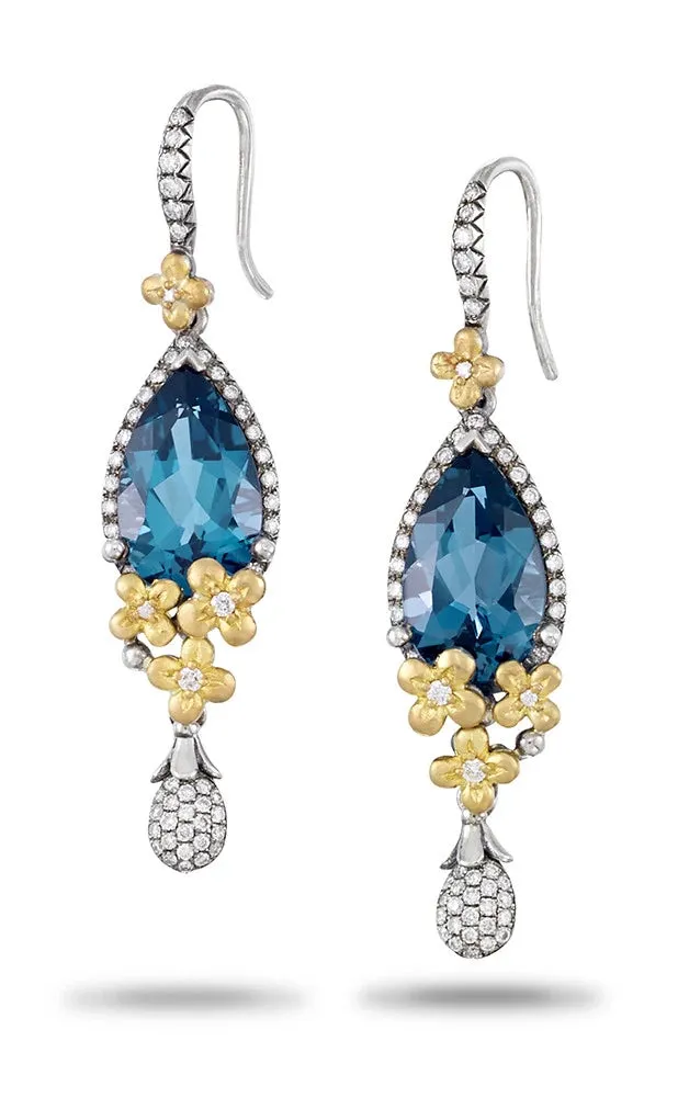 Flower Dance Earrings – Diamond  & London Blue Topaz