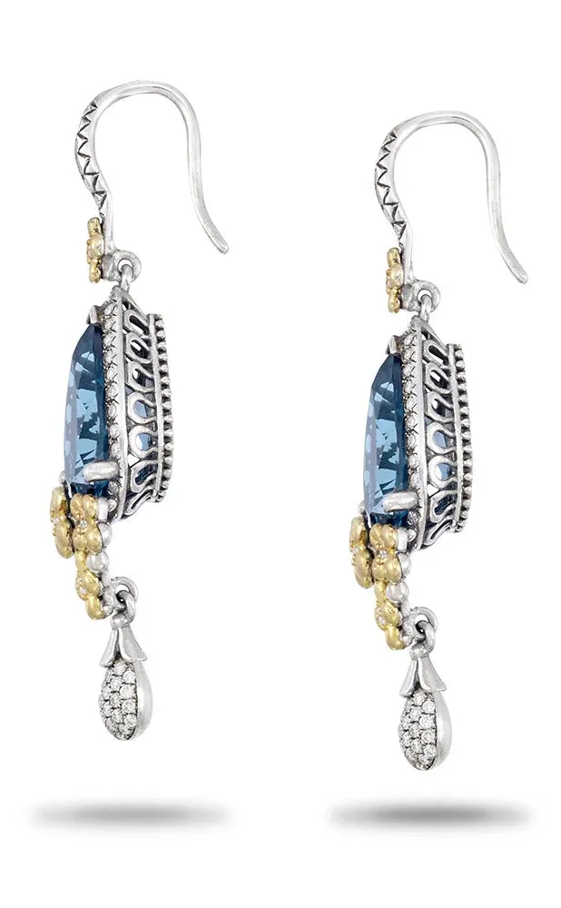 Flower Dance Earrings – Diamond  & London Blue Topaz