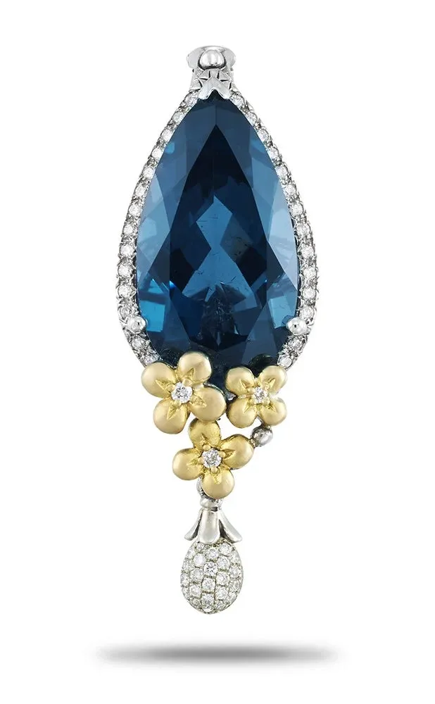 Flower Dance Pendant – Diamond  & London Blue Topaz