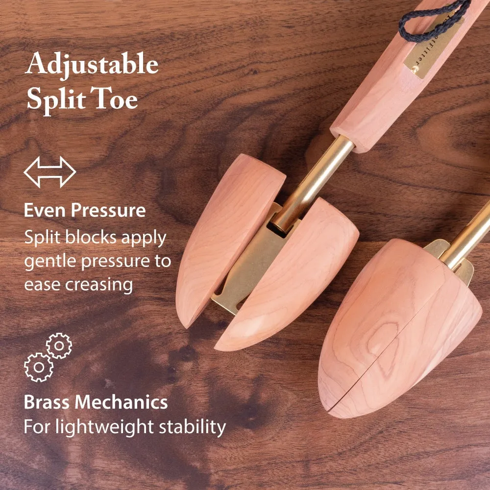 FootFitter Shoe Trees for Men, Adjustable Split Toe Aromatic Cedar Boot Tree - SJ32