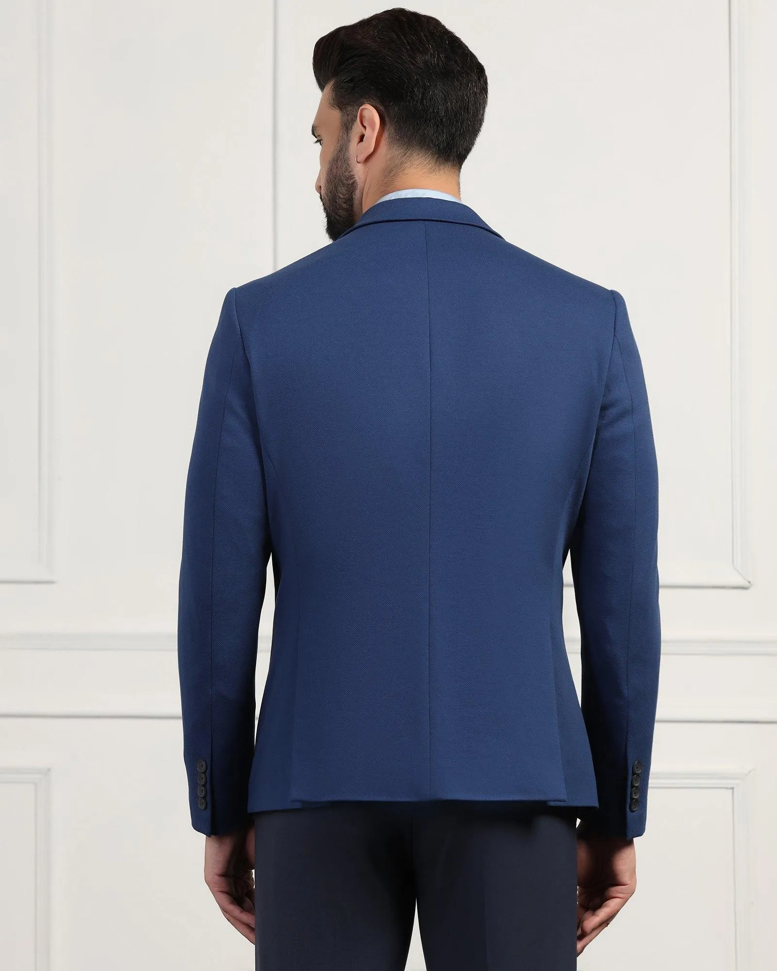 Formal Navy Textured Blazer - Elevate