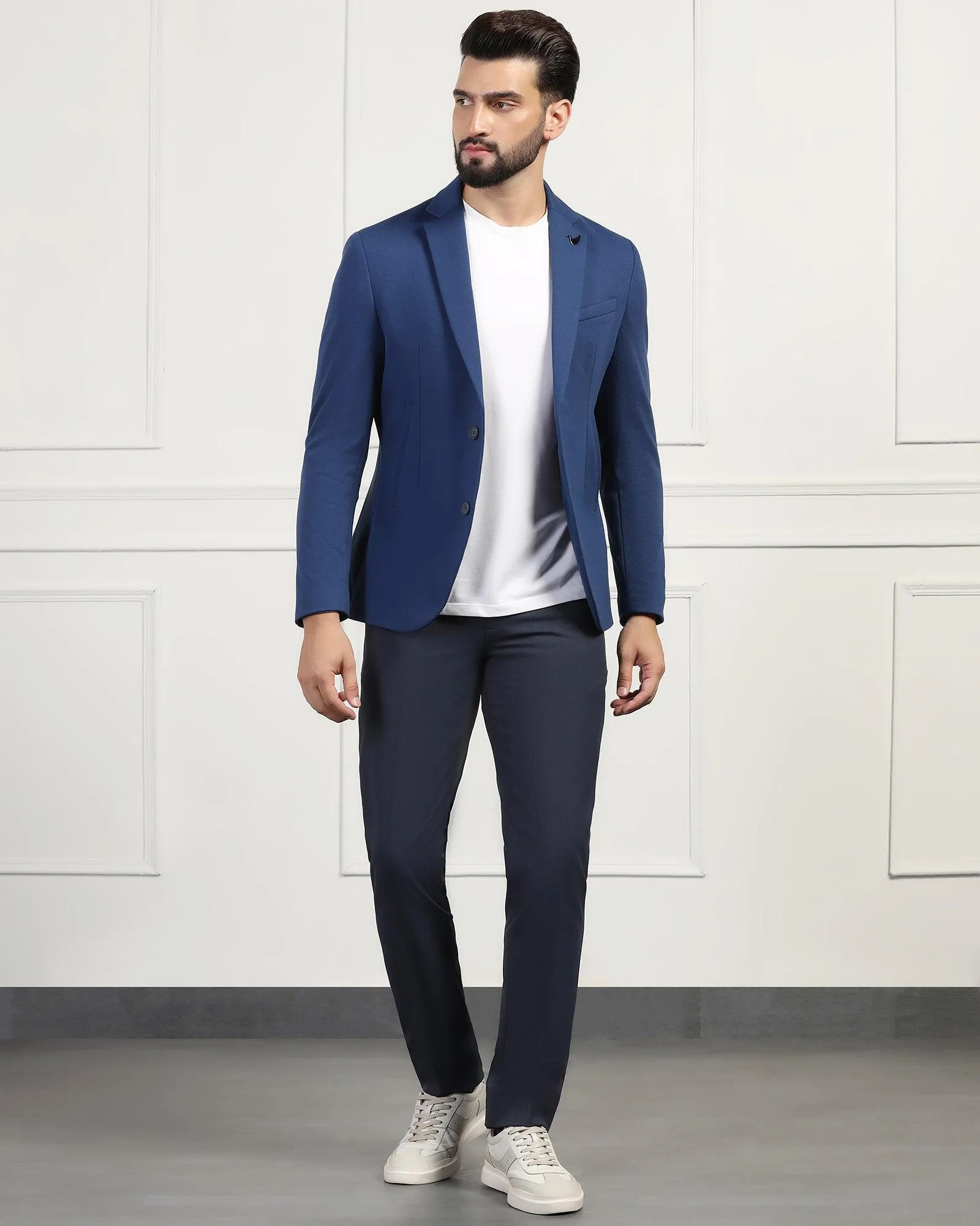 Formal Navy Textured Blazer - Elevate