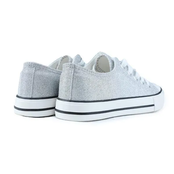 GIRLS TRENDY SNEAKERS WITH SPARKLES - SILVER