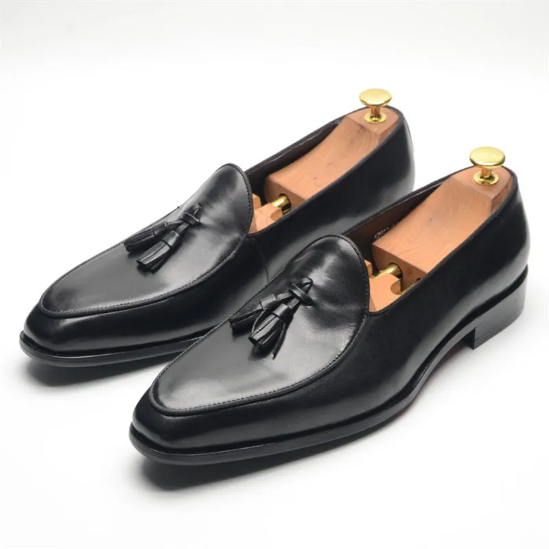 Graceful Slip-On Round Toe Leather Wedding Shoes