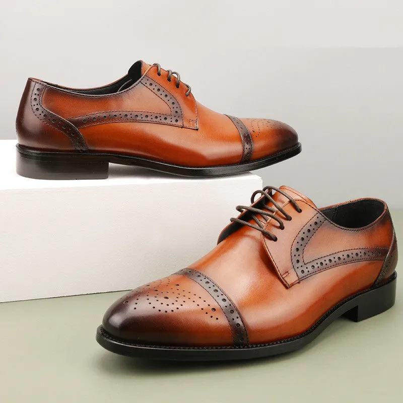 Leather Brogue Carved Business Dress Oxford Shoes Men