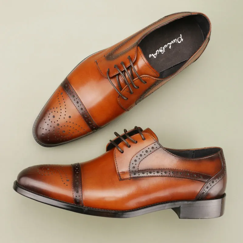 Leather Brogue Carved Business Dress Oxford Shoes Men