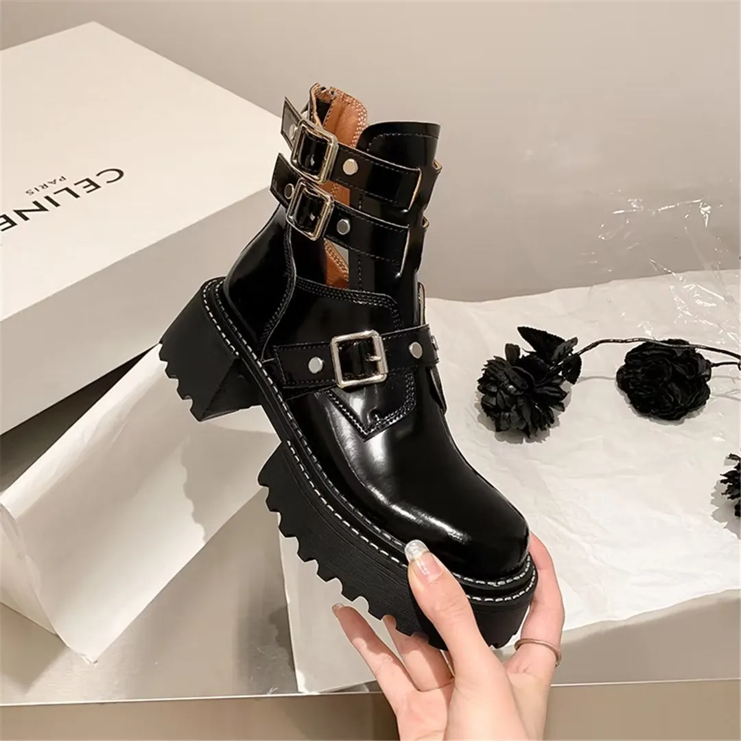 LeatherLuxe Sophisticated Buckle Winter Boots