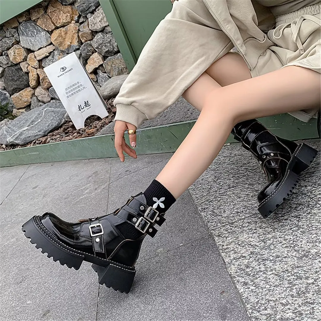 LeatherLuxe Sophisticated Buckle Winter Boots