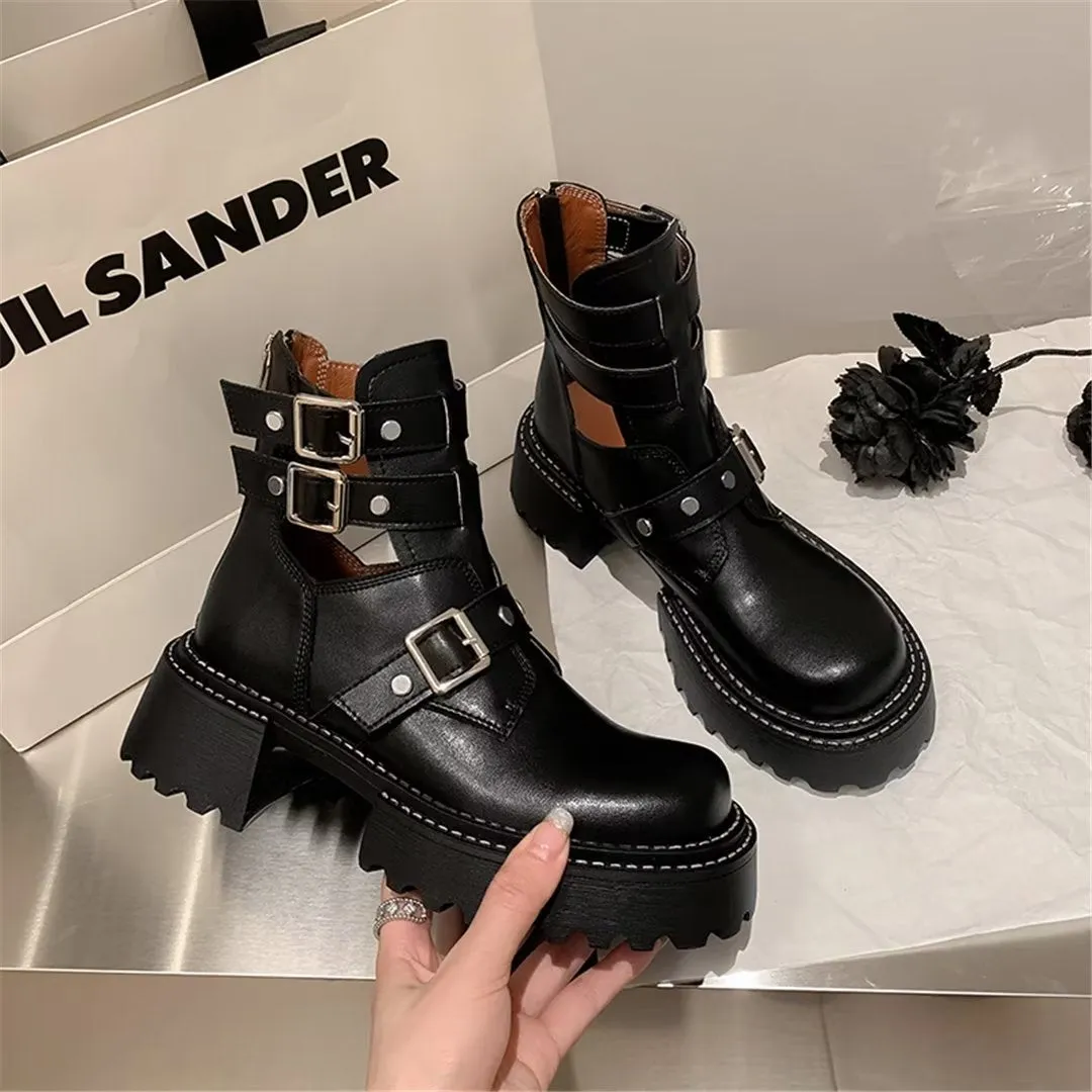 LeatherLuxe Sophisticated Buckle Winter Boots