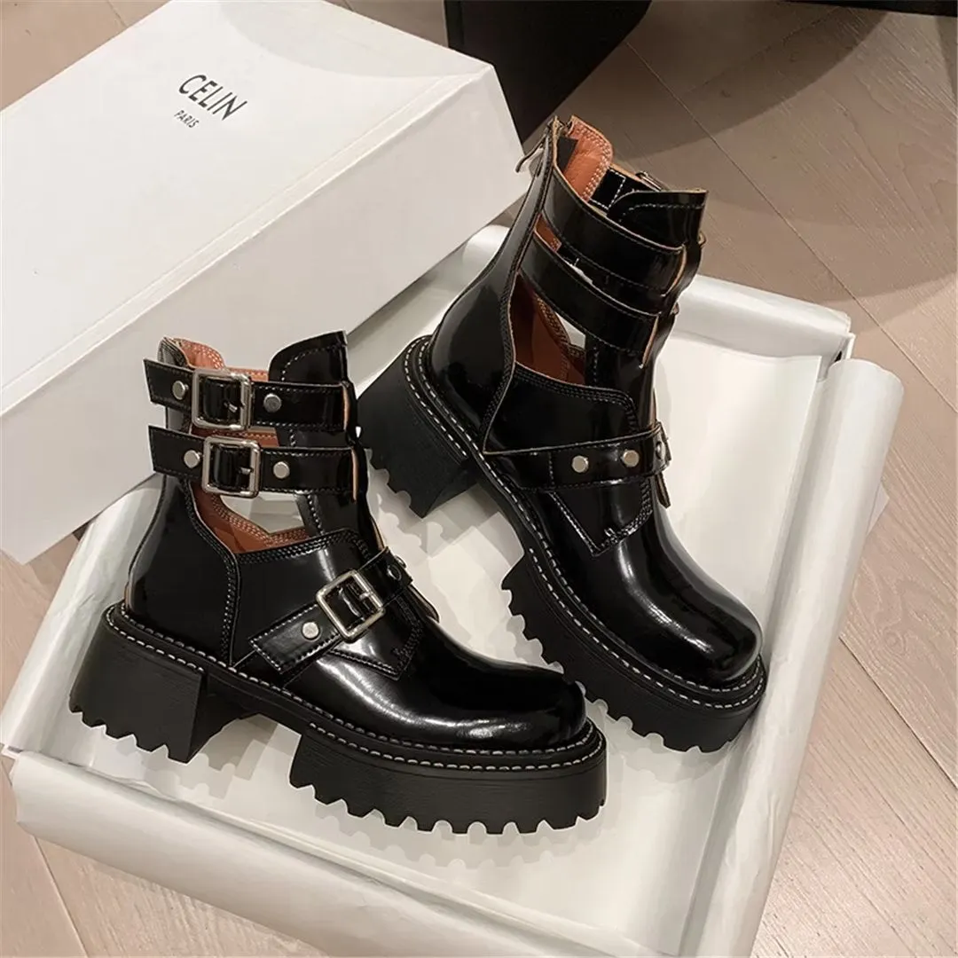 LeatherLuxe Sophisticated Buckle Winter Boots