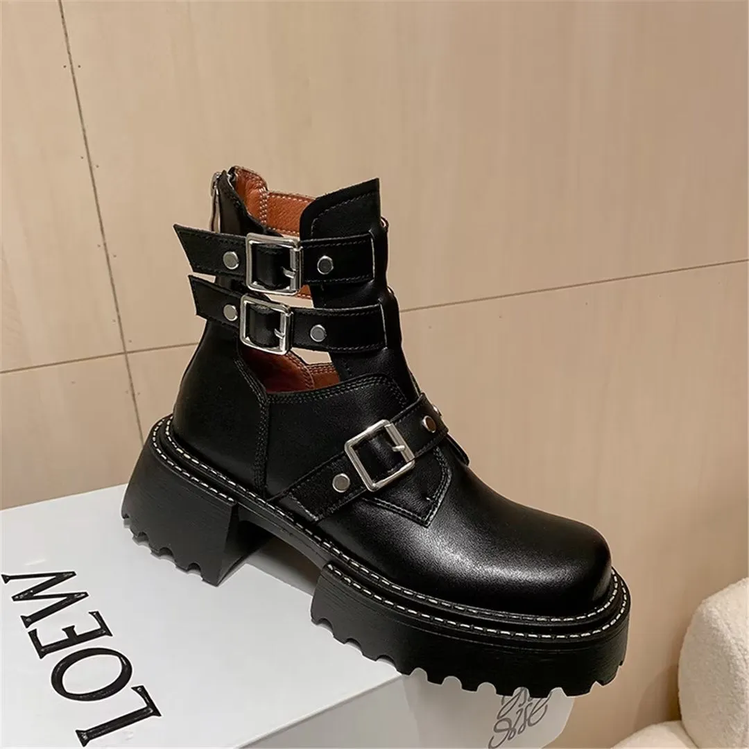 LeatherLuxe Sophisticated Buckle Winter Boots