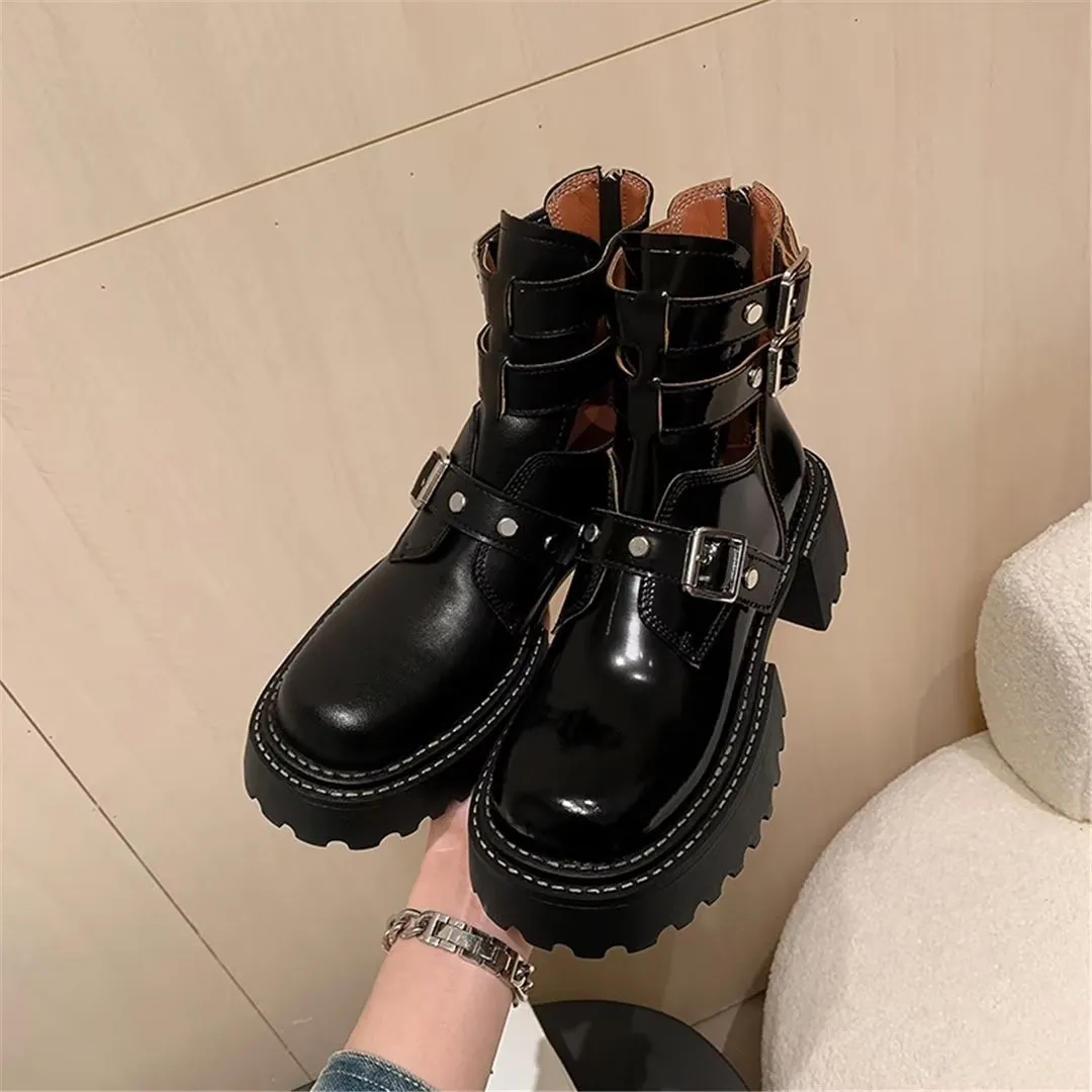 LeatherLuxe Sophisticated Buckle Winter Boots