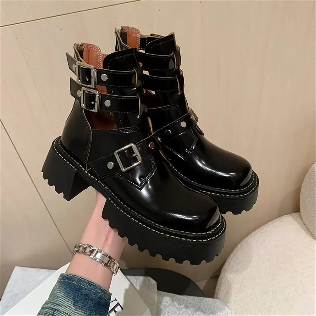 LeatherLuxe Sophisticated Buckle Winter Boots