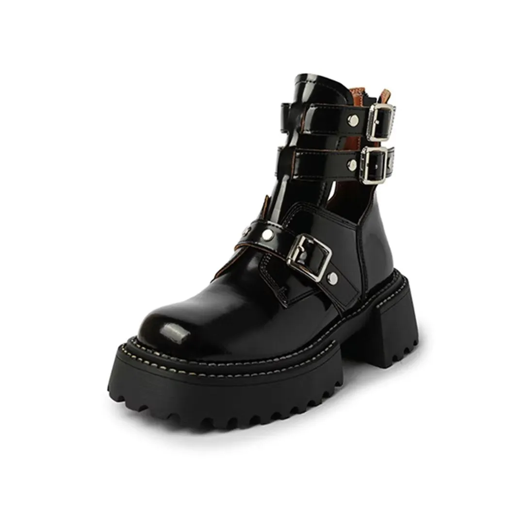 LeatherLuxe Sophisticated Buckle Winter Boots