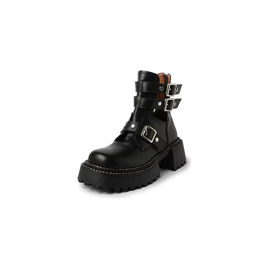 LeatherLuxe Sophisticated Buckle Winter Boots