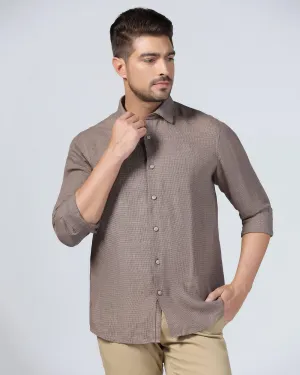 Linen Casual Brown Check Shirt - Connor