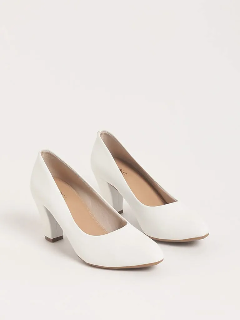 LUNA BLU White Block Pump Shoes