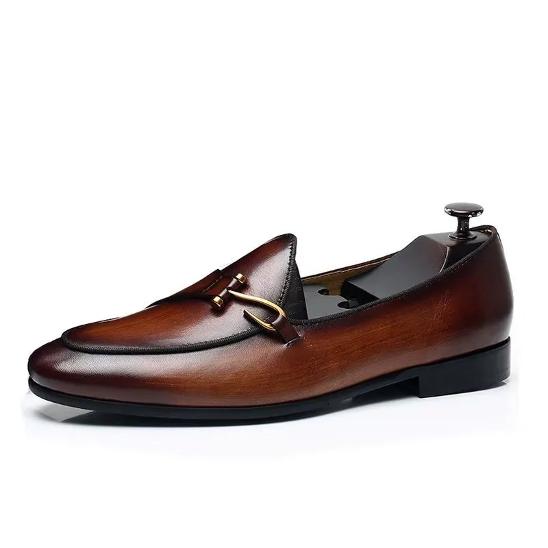 LuxeLeather Classic Brogue Slip-Ons