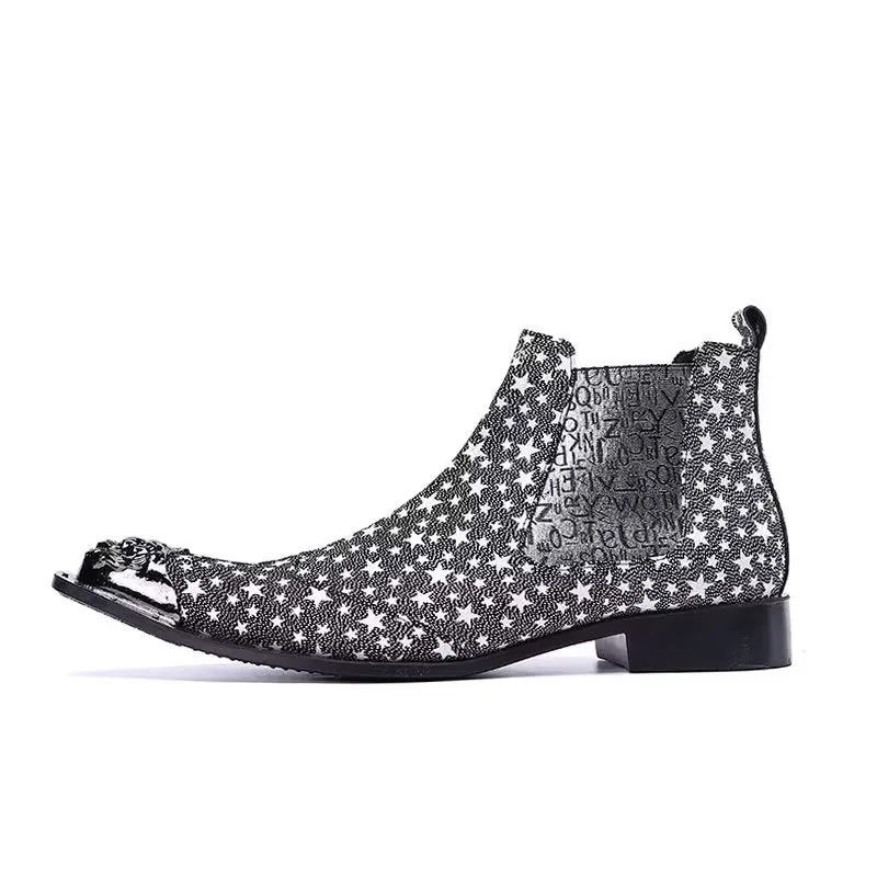 LuxeLeather Exotic Texture Slip-on Chelsea Boots