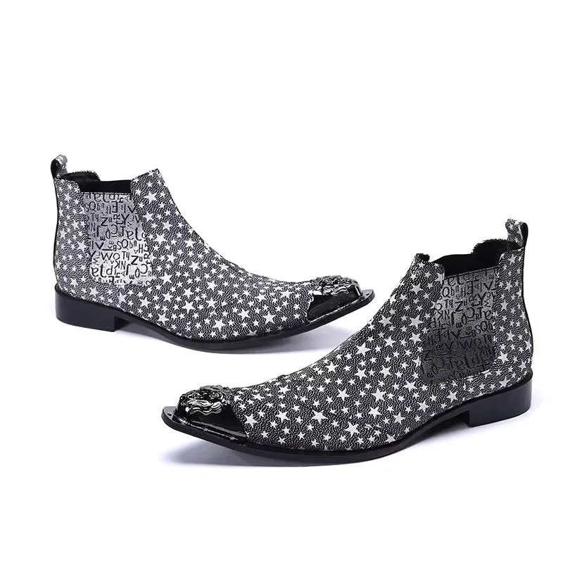 LuxeLeather Exotic Texture Slip-on Chelsea Boots