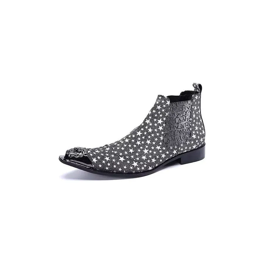 LuxeLeather Exotic Texture Slip-on Chelsea Boots