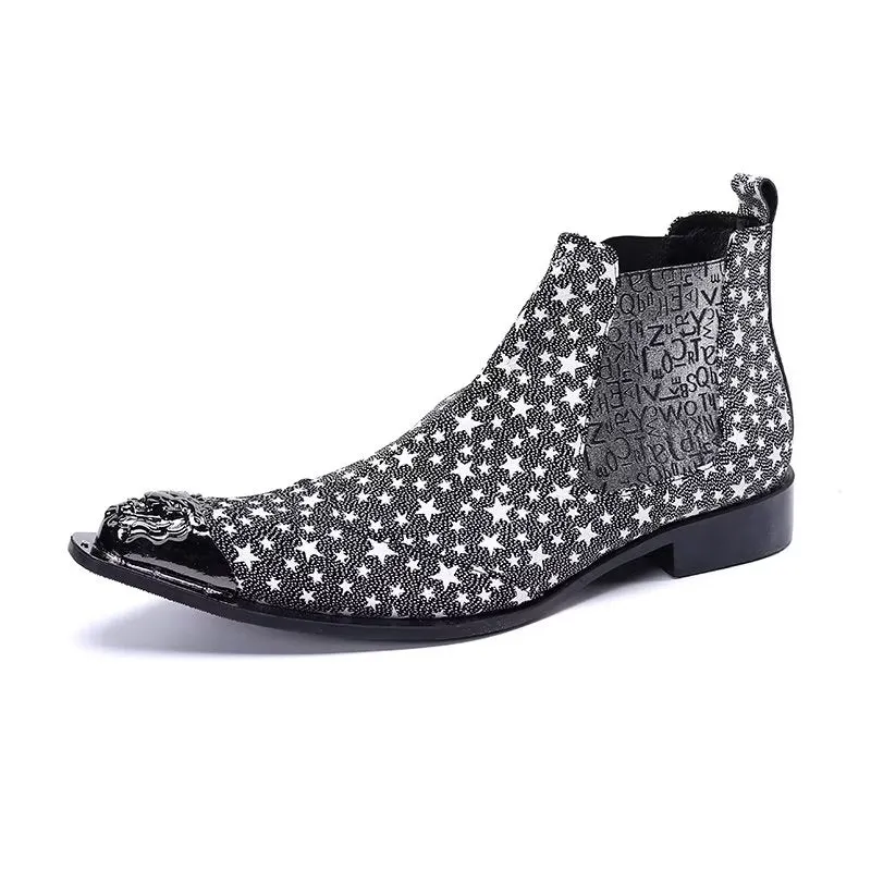 LuxeLeather Exotic Texture Slip-on Chelsea Boots