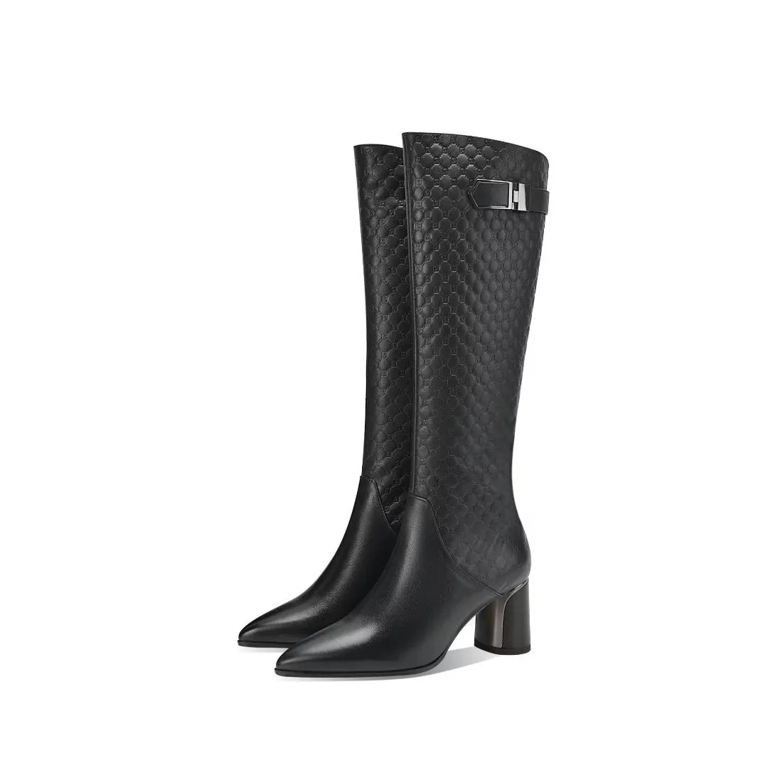 LuxePoint Exotic Leather Tall Boots