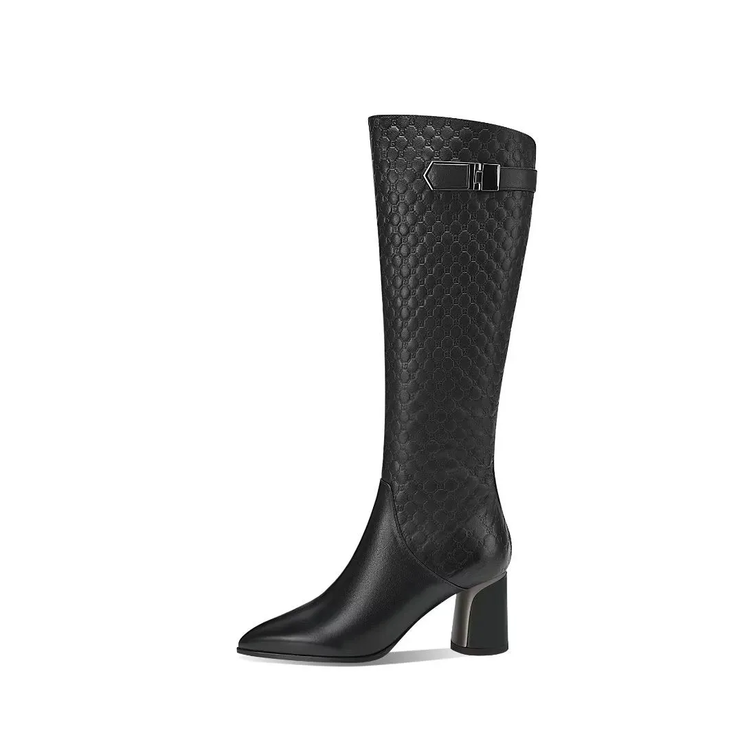 LuxePoint Exotic Leather Tall Boots