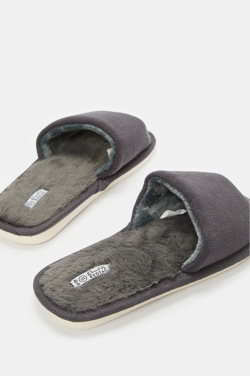 Men Grey Fur Slipper