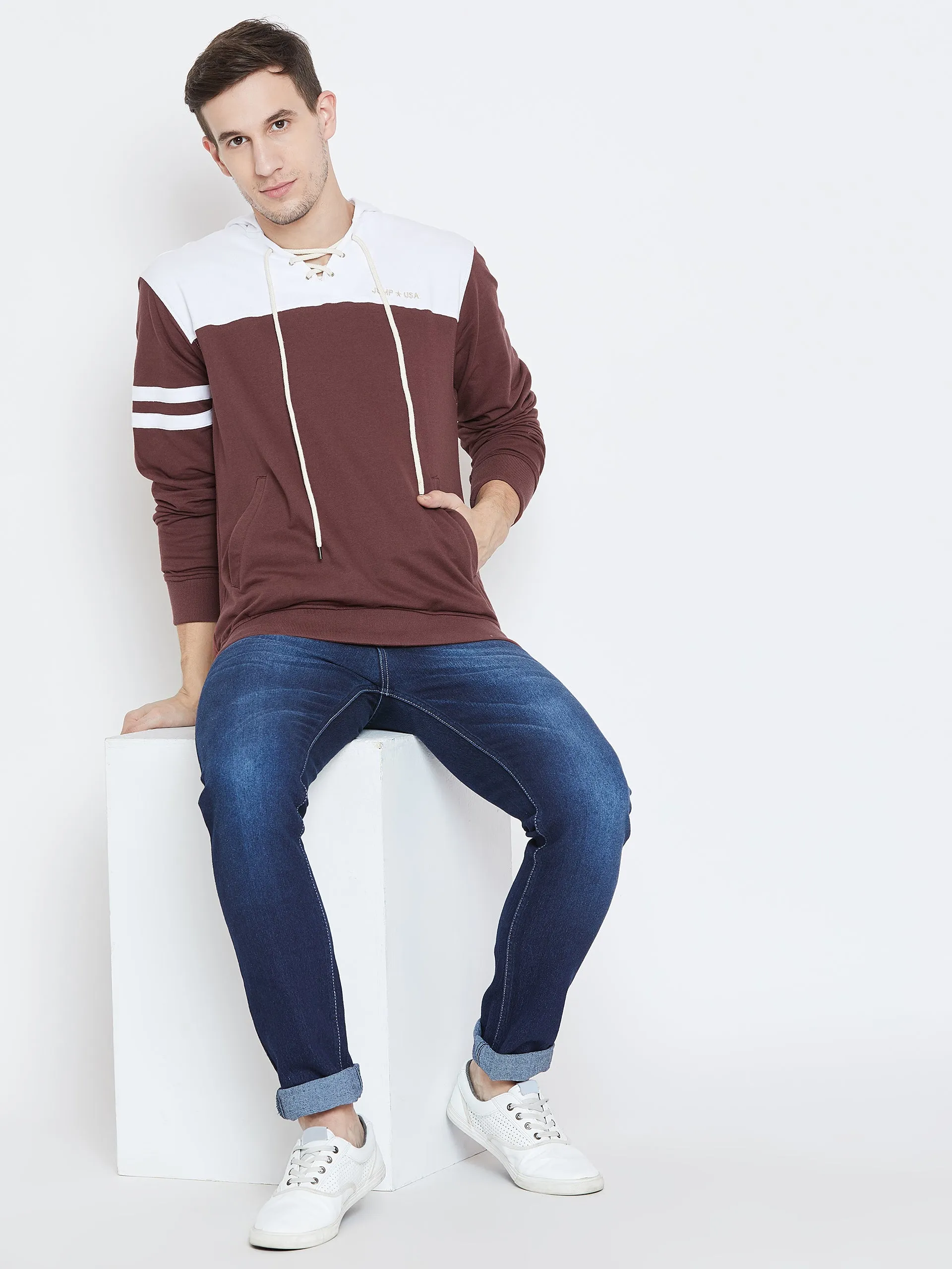 Men Maroon Casual Sweatshirts