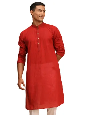 Men's Maroon Pure Cotton Kurta - Vastramay