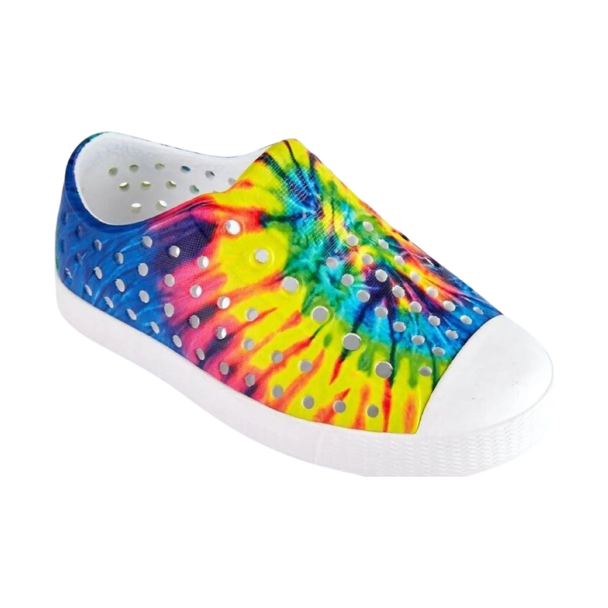 Native Kids' Jefferson Tie Dye Print Shoes - Shell White/Neon Multi