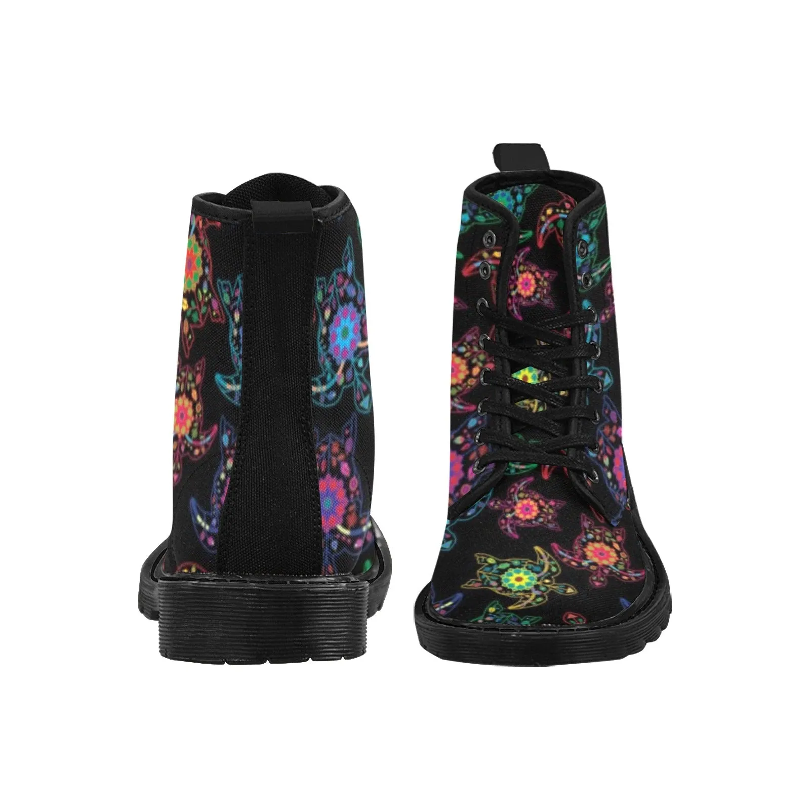 Neon Floral Turtle Boots for Men (Black)