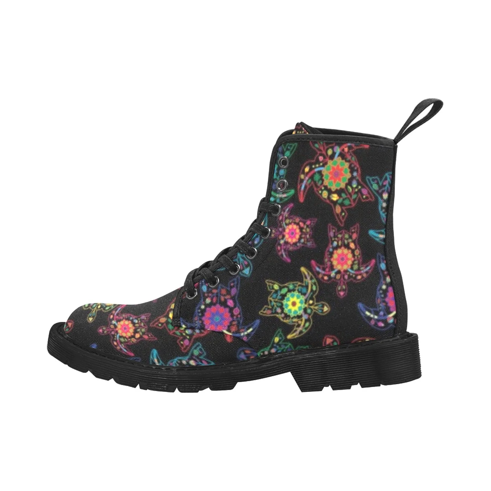 Neon Floral Turtle Boots for Men (Black)