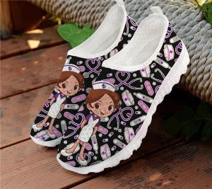 Nurse Women's Summer Flat Casual Shoes For Women Mesh Flats Cute Nursing Pattern Women's Sneakers Nurse Beach Woman Loafers Ladies Shoes