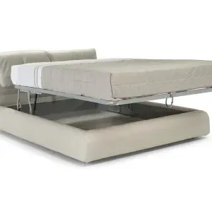 ORBITAL DARK GREY LEATHER QUEEN STORAGE BED