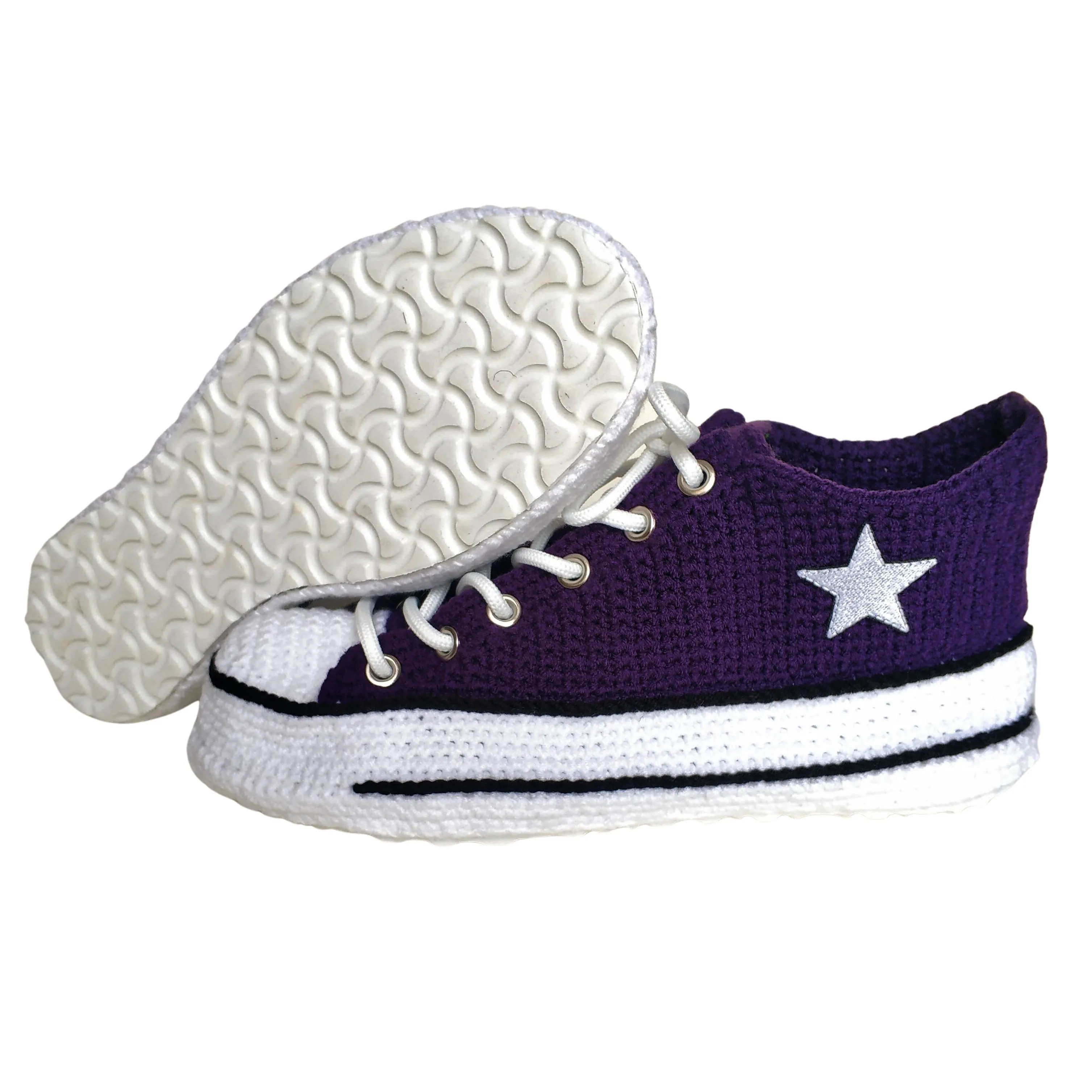 Purple Converse Platform Low Tops Sneakers Plush Slippers