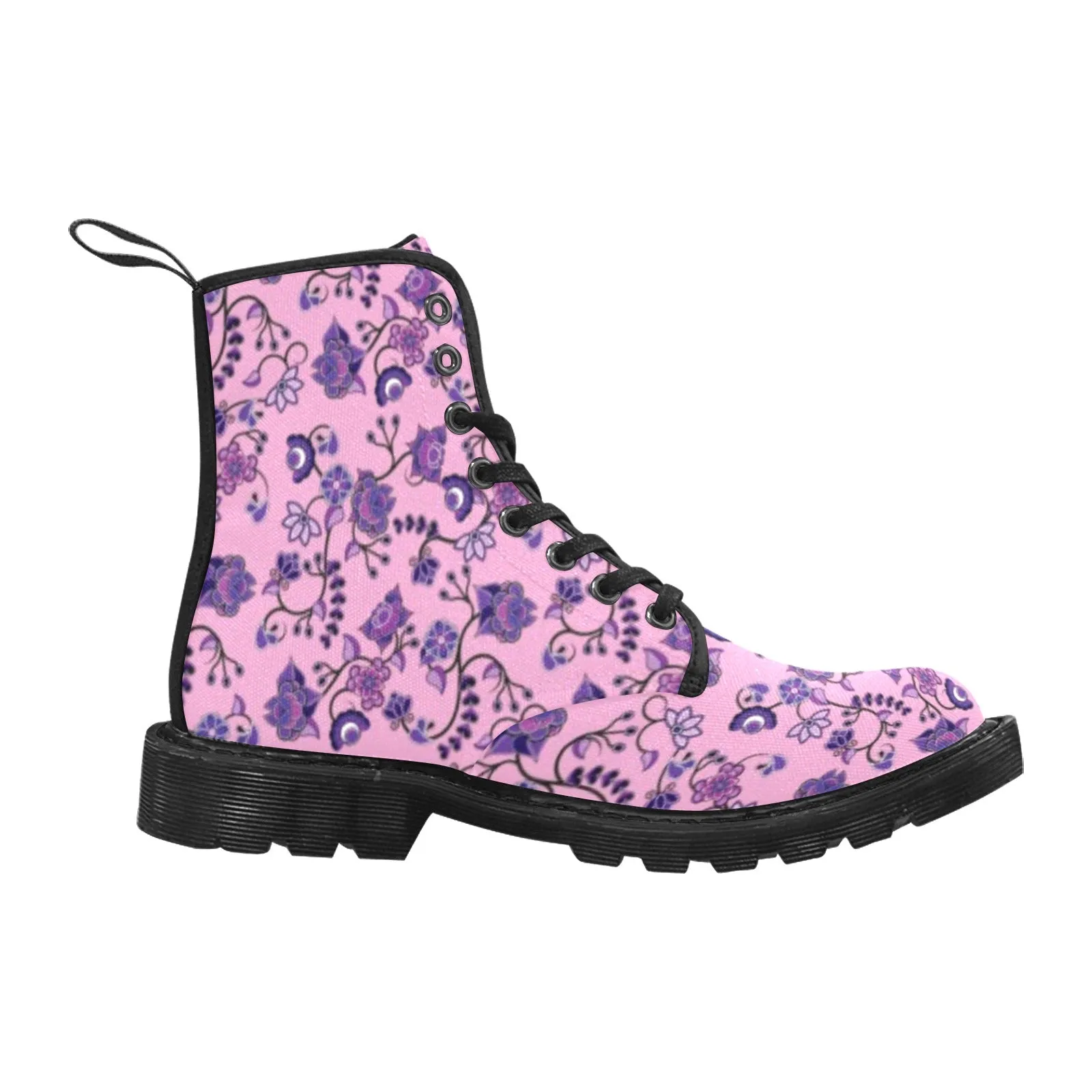 Purple Floral Amour Boots for Men (Black)