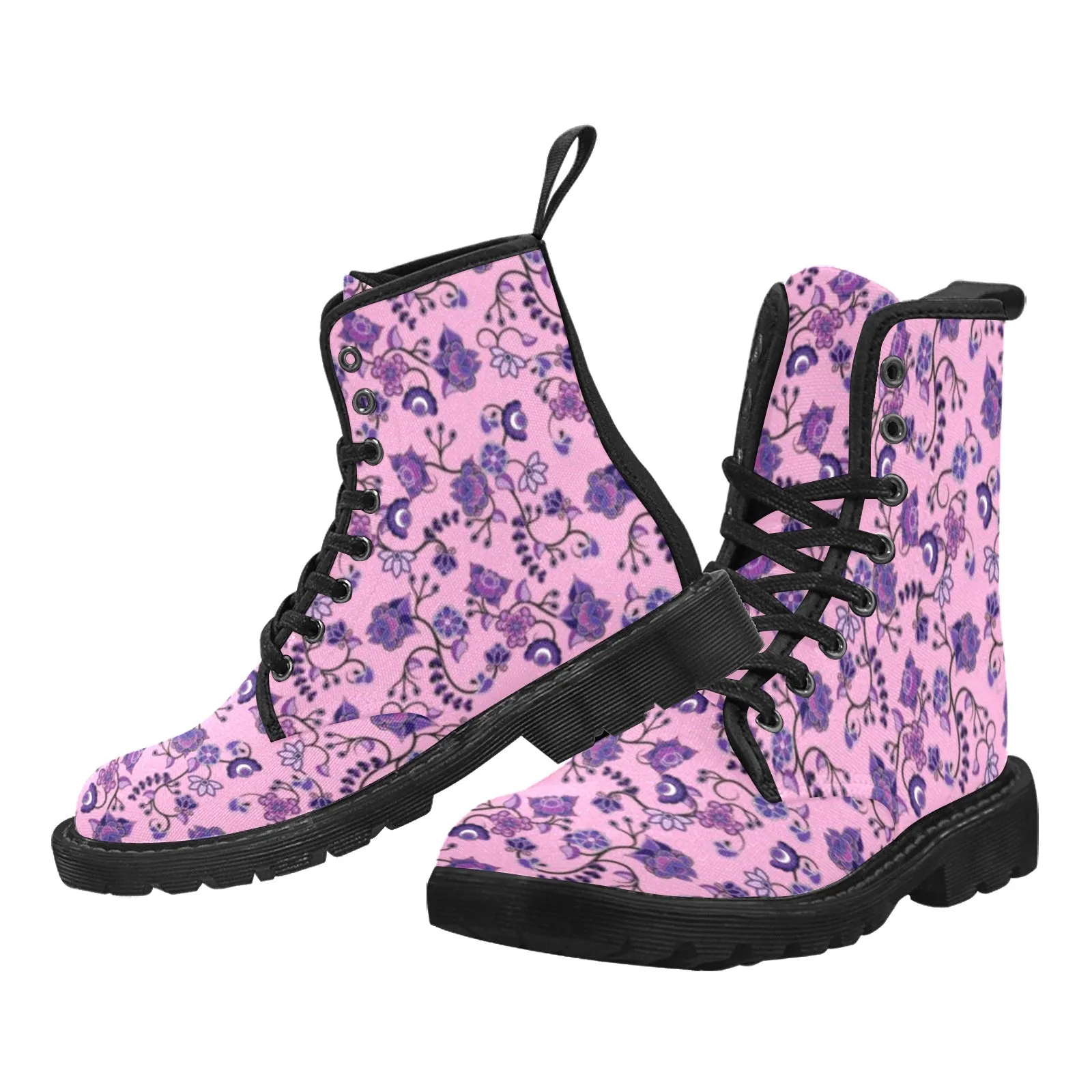 Purple Floral Amour Boots for Men (Black)