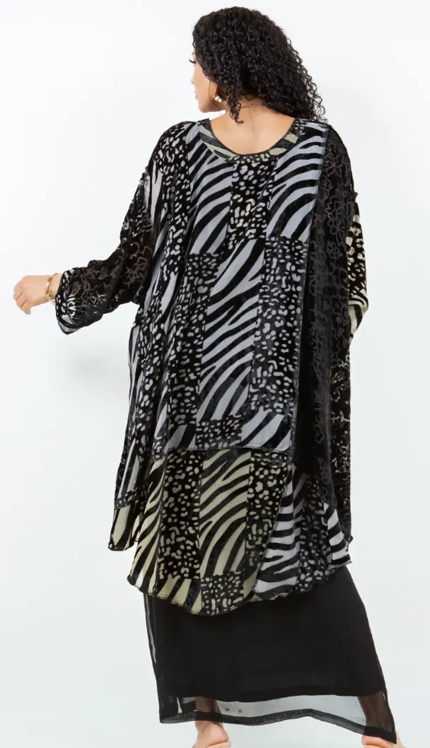 Ready for My Close-up M. DeMille Mosaic hi-low Tunic Top Boho  Sml-10X