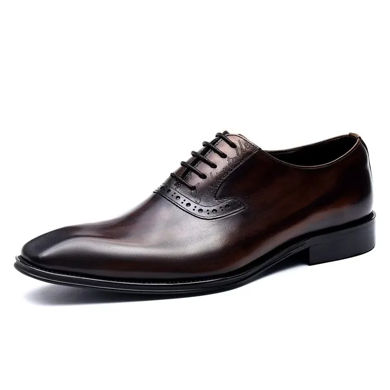 Refined Leather Lace-Up Oxford Dress Shoes