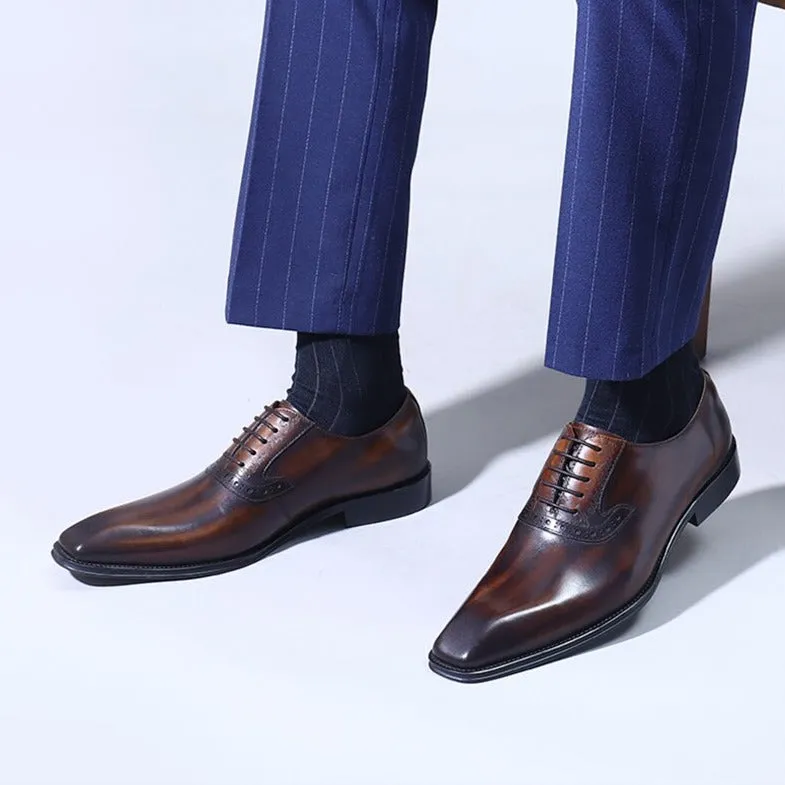 Refined Leather Lace-Up Oxford Dress Shoes