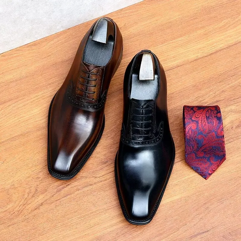 Refined Leather Lace-Up Oxford Dress Shoes