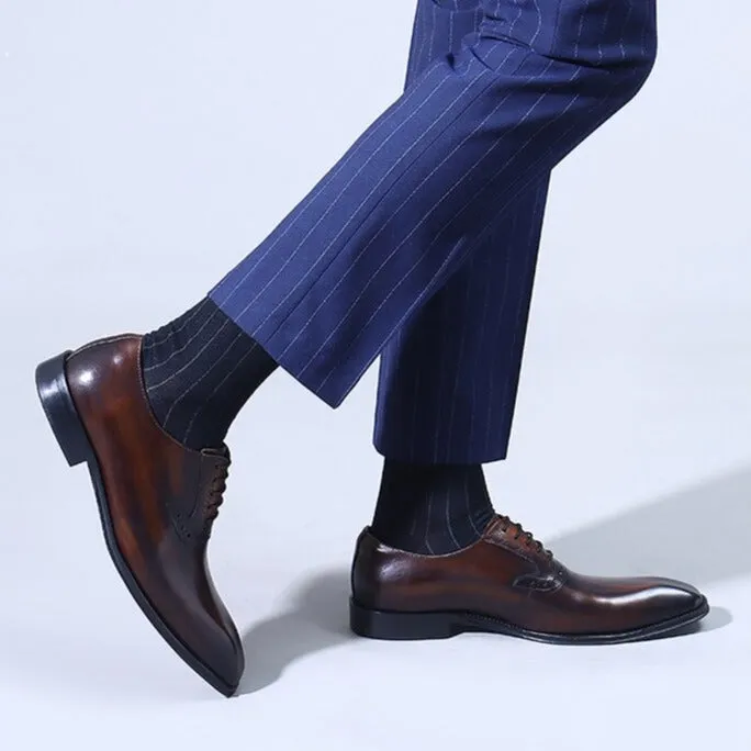 Refined Leather Lace-Up Oxford Dress Shoes