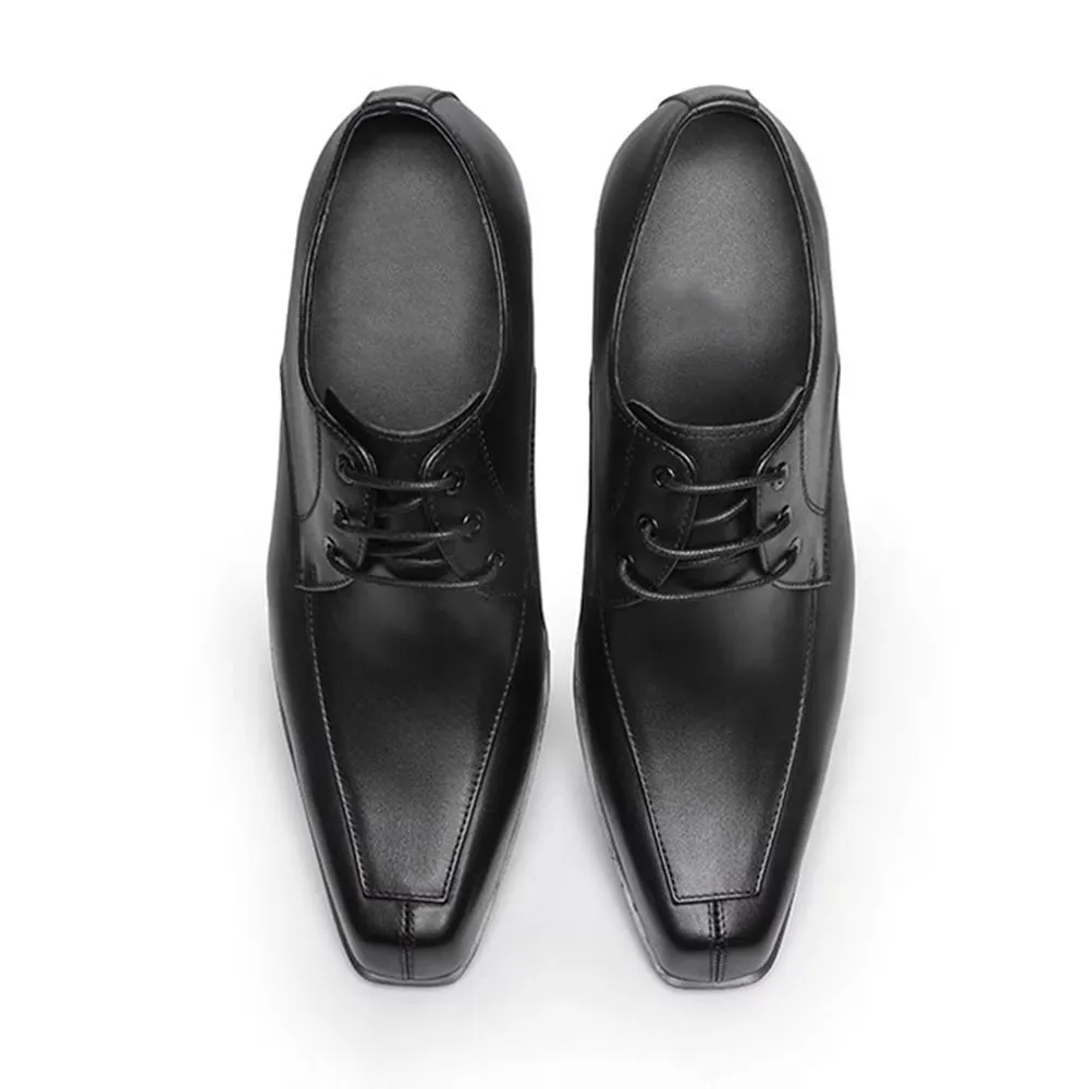 Refined Leather Pointed Toe Derby Dress Shoes