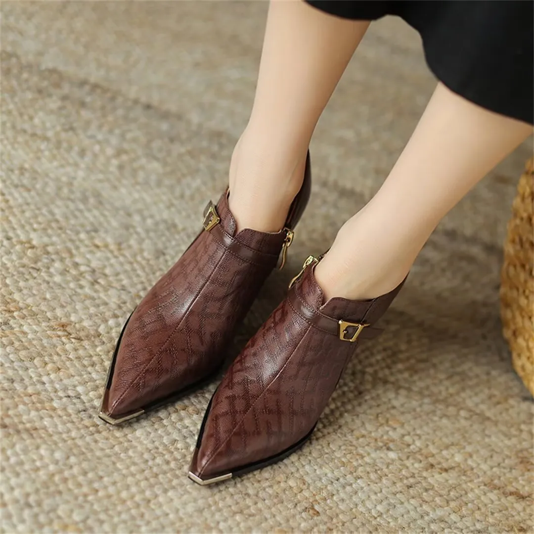 Refined Pointed Toe Leather Flats