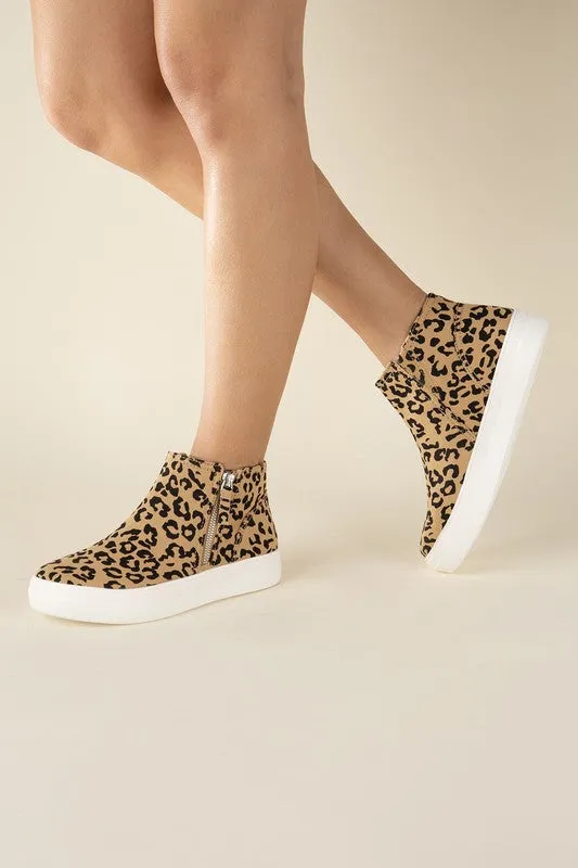 ROUTE High Top Leopard Sneakers