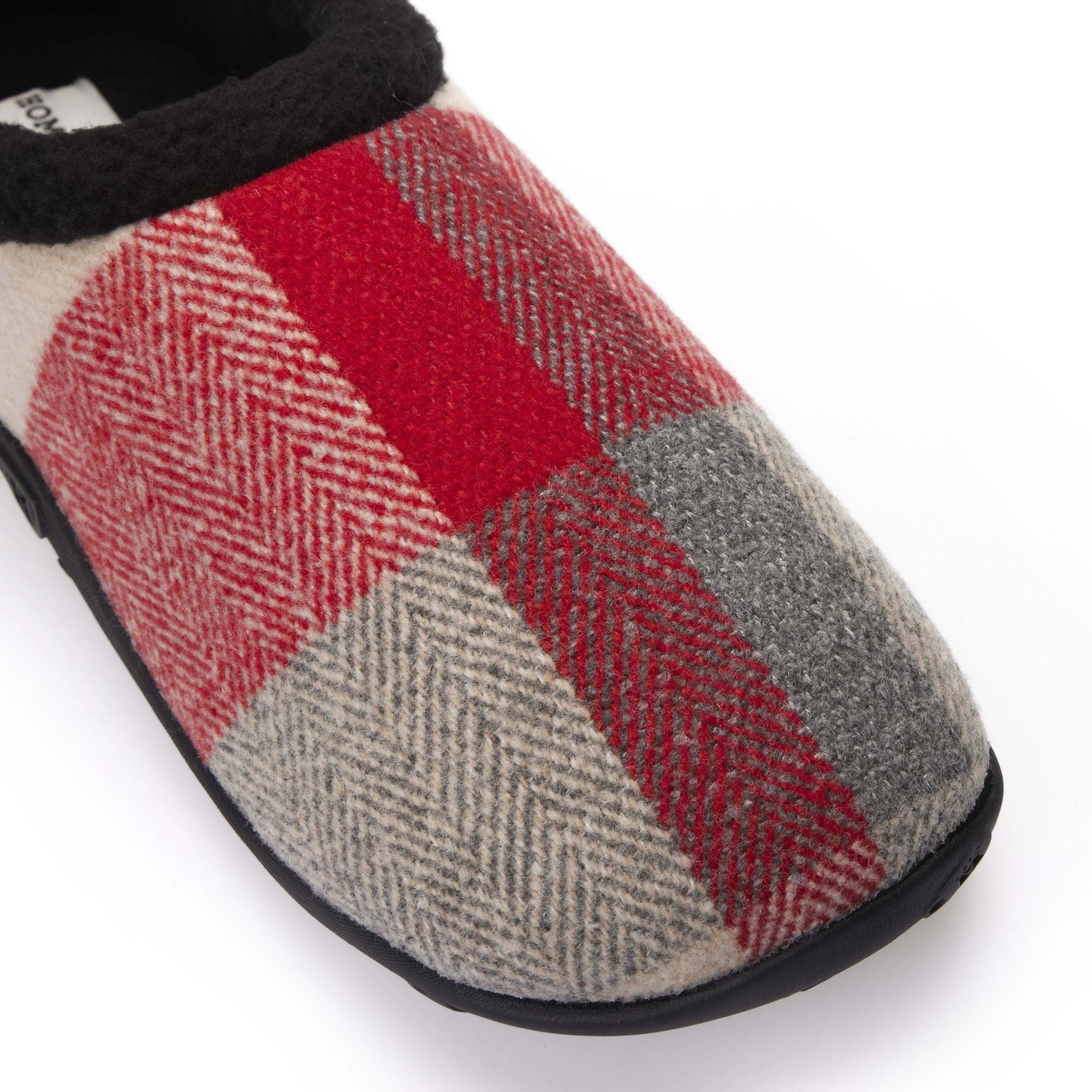 Sam - Red Cream Herringbone Check Men's Slippers