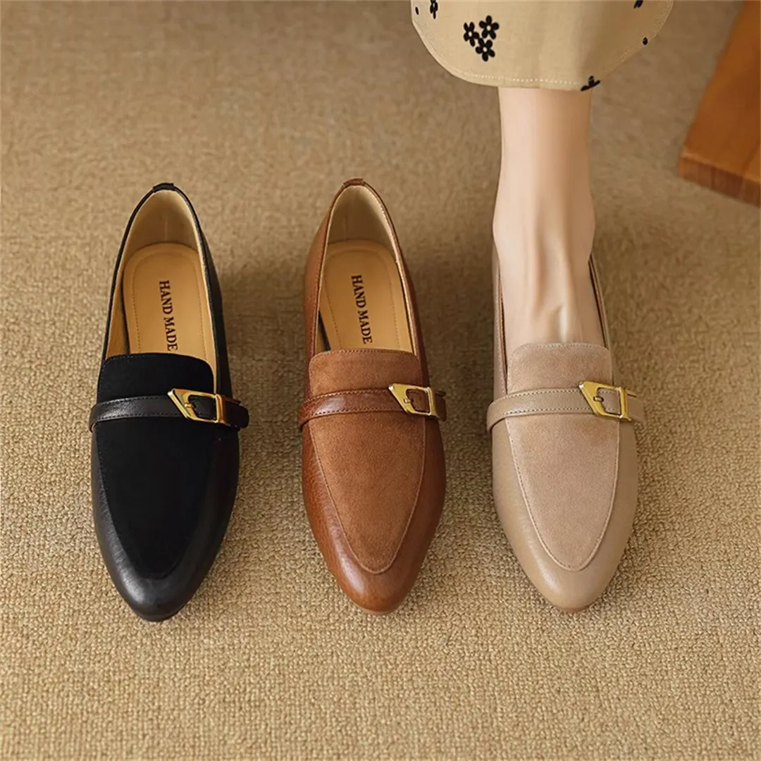 Sleek Elegance Cow Leather Flats