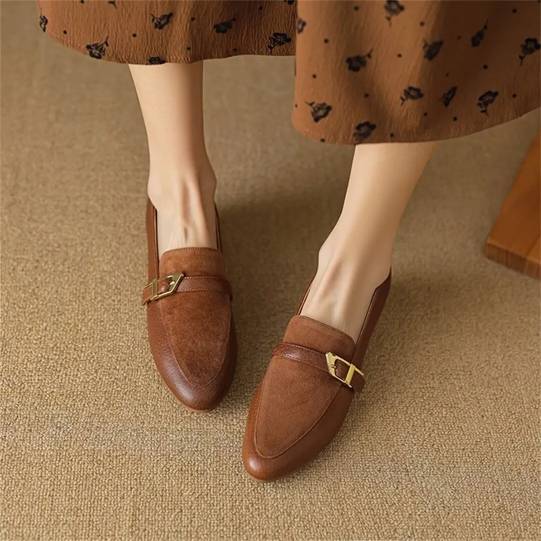 Sleek Elegance Cow Leather Flats